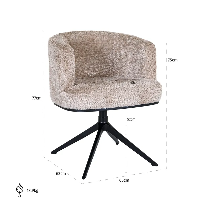 Esszimmerstuhl Cheyenne, Lovely beige von Richmond Interiors, Maßzeichnung 8