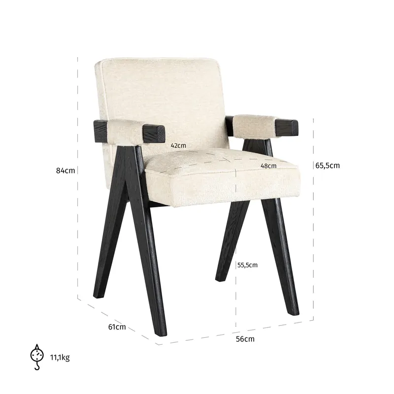 Esszimmerstuhl Cooper, White chenille von Richmond Interiors, Maßzeichnung 17