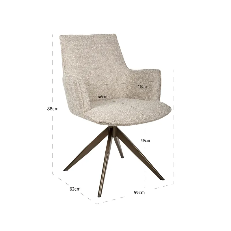 Dakota Esszimmerstuhl, Natural chunky von Richmond Interiors, Maßzeichnung 6