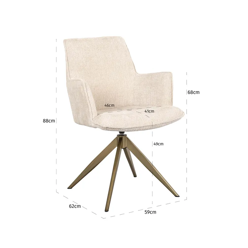 Dakota Esszimmerstuhl, Niagara beige von Richmond Interiors, Maßzeichnung 8