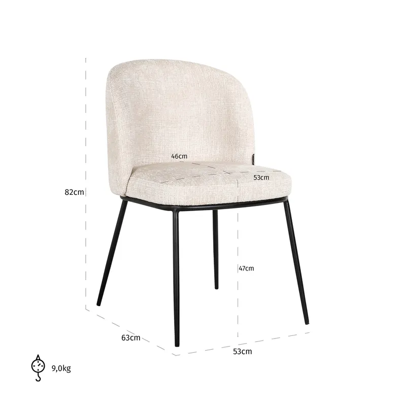 Esszimmerstuhl Elvi, Niagara Beige von Richmond Interiors, Maßzeichnung 9