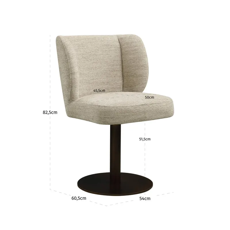 Esszimmerstuhl Fiona, Natural softweave, drehbar von Richmond Interiors, Maßzeichnung 8