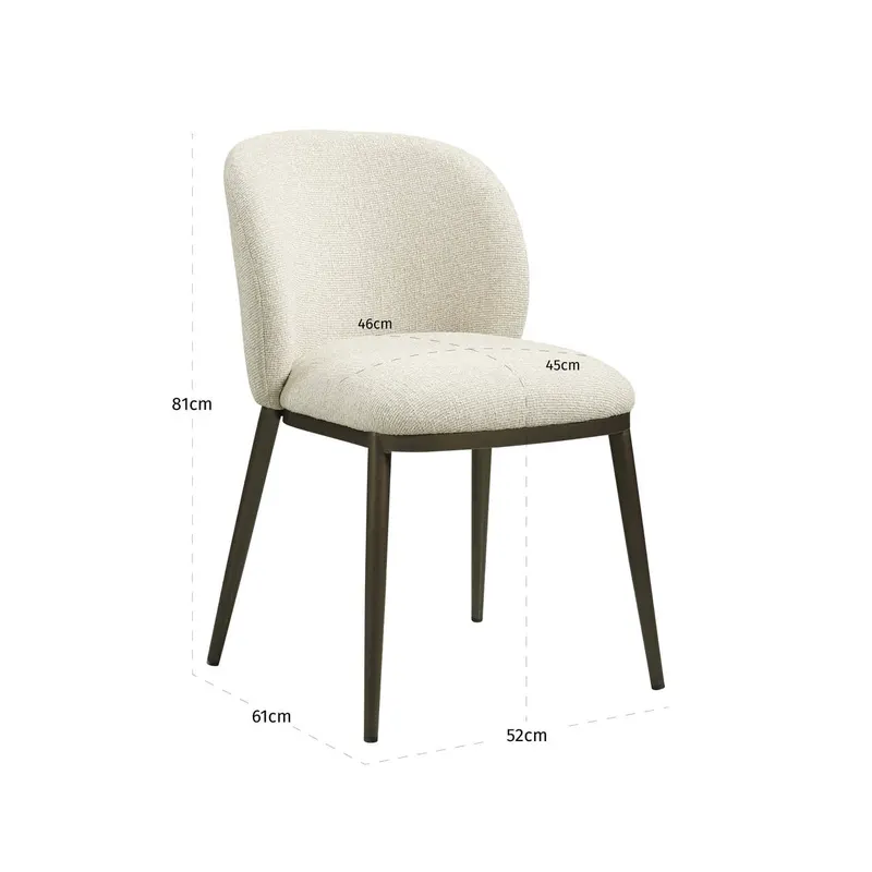 Esszimmerstuhl Gandy Biscotti, feuerhemmend von Richmond Interiors, Maßzeichnung 8