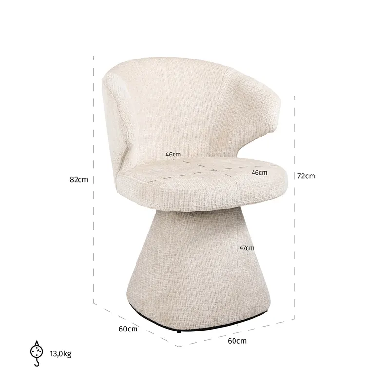 Esszimmerstuhl Gatsbi, Niagara beige, feuerhemmend von Richmond Interiors, Maßzeichnung 9