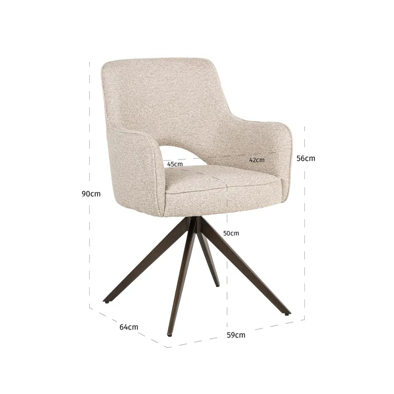 Esszimmerstuhl Ginerva, Biscotti, drehbar von Richmond Interiors, Maßzeichnung 9