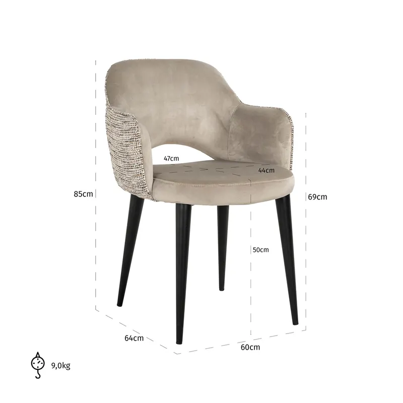 Esszimmerstuhl Giovanna, Trendy nature von Richmond Interiors, Maßzeichnung 8