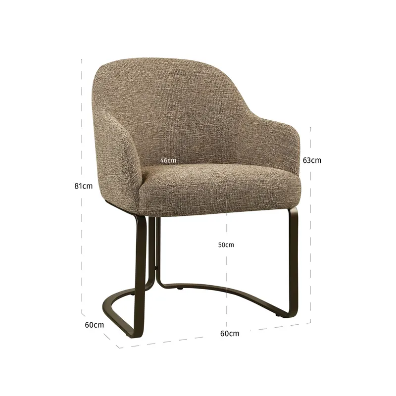 Esszimmerstuhl Hadley, Brown tweed, feuerhemmend von Richmond Interiors, Maßzeichnung 8
