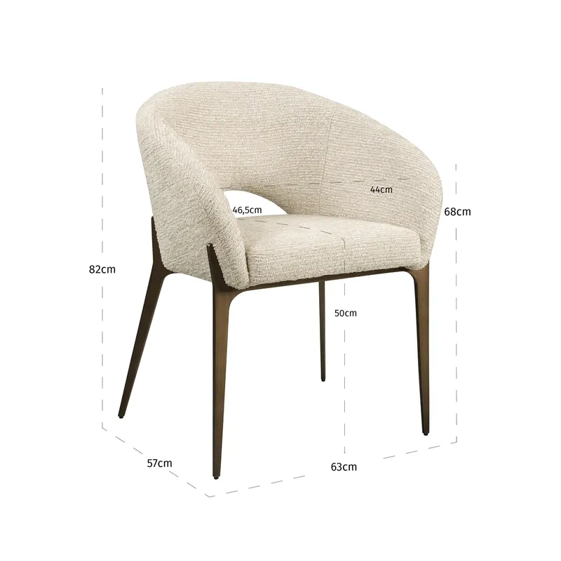 Esszimmerstuhl Kenzi, Natural linear, feuerhemmend von Richmond Interiors, Maßzeichnung 8