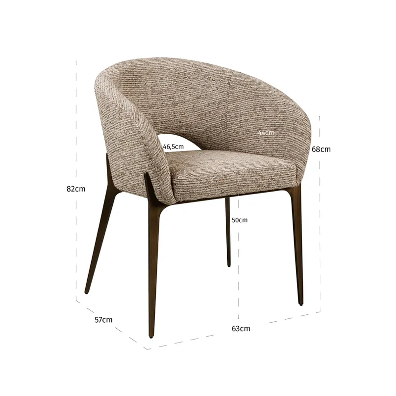 Esszimmerstuhl Kenzi, Mocca linear, feuerhemmend von Richmond Interiors, Maßzeichnung 8