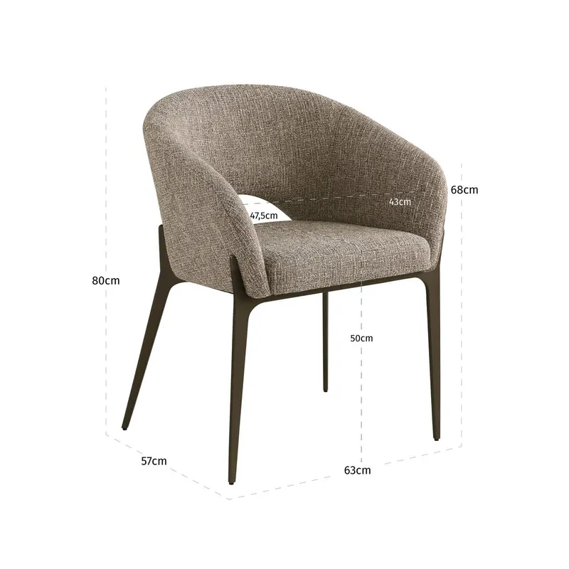Esszimmerstuhl Kenzi, Brown tweed von Richmond Interiors, Maßzeichnung 8
