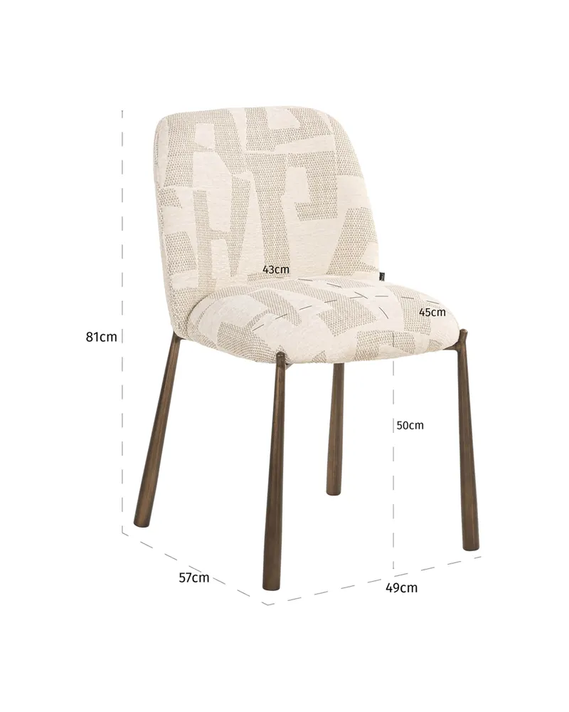 Esszimmerstuhl Lana, Beige graffic, 2er-Set von Richmond Interiors, Produktansicht 11