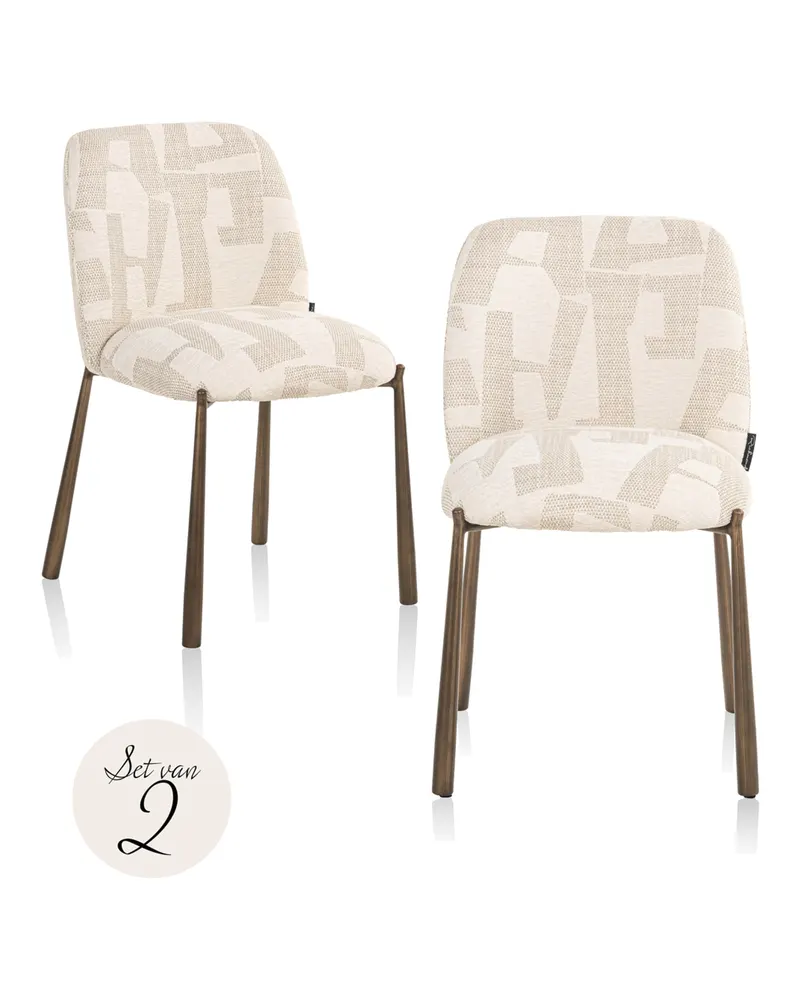 Esszimmerstuhl Lana, Beige graffic, 2er-Set von Richmond Interiors, Produktansicht 2