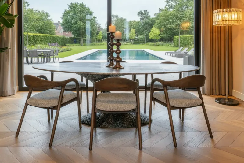 Esszimmerstuhl Mihara, Mocca fancy, feuerhemmend von Richmond Interiors, Wohnbeispiel 13, im Wohnraum