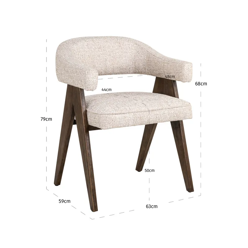 Esszimmerstuhl Mori, Cream tweed, feuerhemmend von Richmond Interiors, Maßzeichnung 14