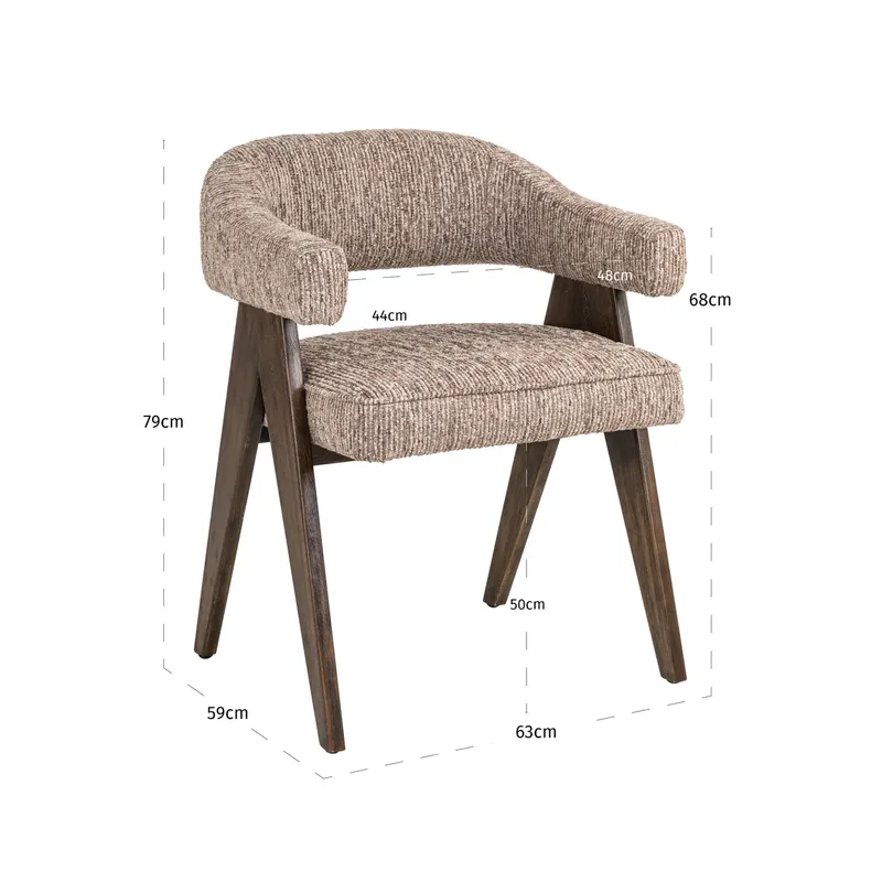 Esszimmerstuhl Mori, Mocca linear, feuerhemmend von Richmond Interiors, Maßzeichnung 12