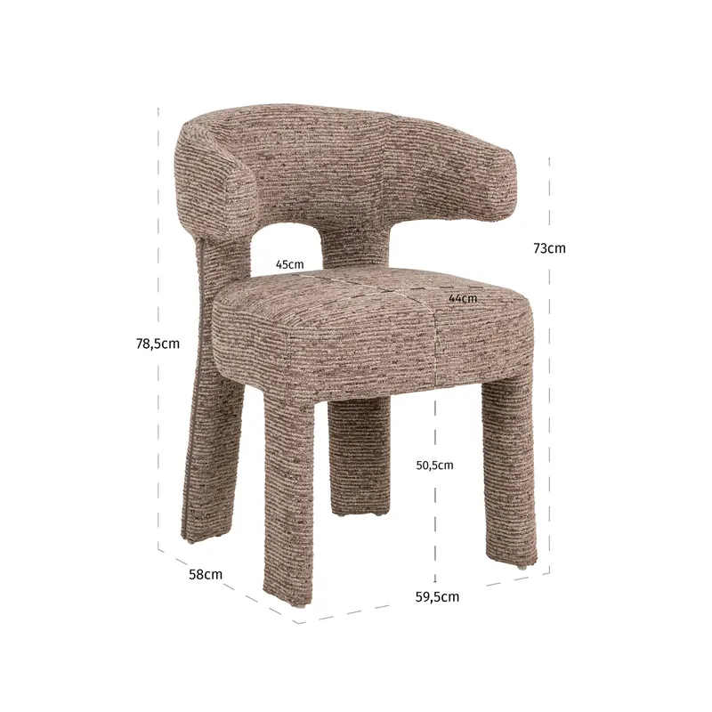 Esszimmerstuhl Nerio, Mocca linear von Richmond Interiors, Maßzeichnung 10