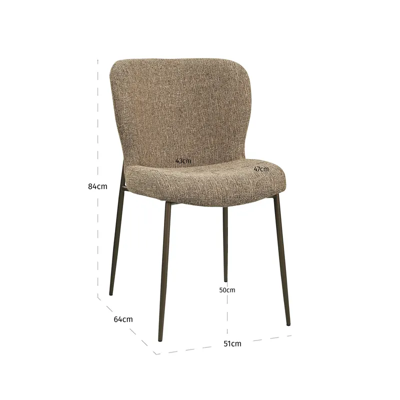 Esszimmerstuhl Odarby, Brown tweed, feuerhemmend, 2er-Set von Richmond Interiors, Maßzeichnung 8
