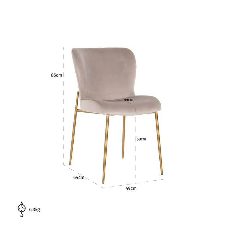Esszimmerstuhl Odessa, Khaki velvet, feuerhemmend von Richmond Interiors, Maßzeichnung 7