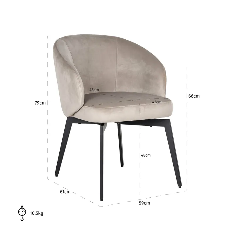 Esszimmerstuhl Amphara, Khaki velvet von Richmond Interiors, Maßzeichnung 7