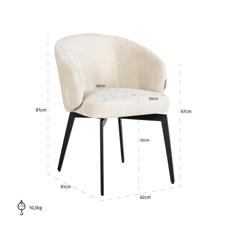 Esszimmerstuhl Amphara, FR white chenille von Richmond Interiors, Maßzeichnung 8