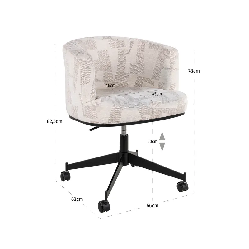 Esszimmerstuhl Rochenne, Beige graffic, drehbar von Richmond Interiors, Maßzeichnung 14