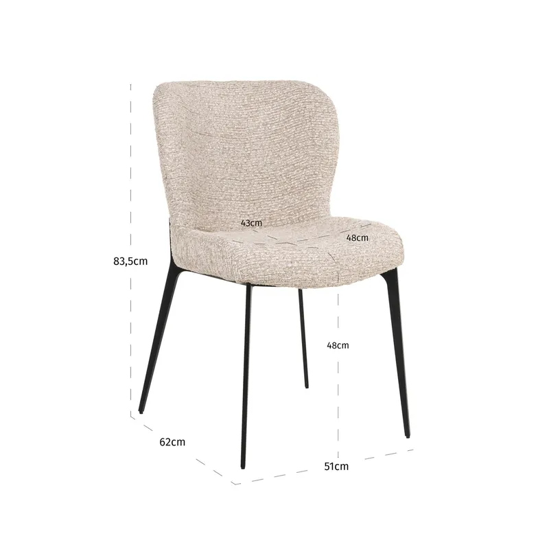 Esszimmerstuhl Sergio, Natural linear von Richmond Interiors, Maßzeichnung 12