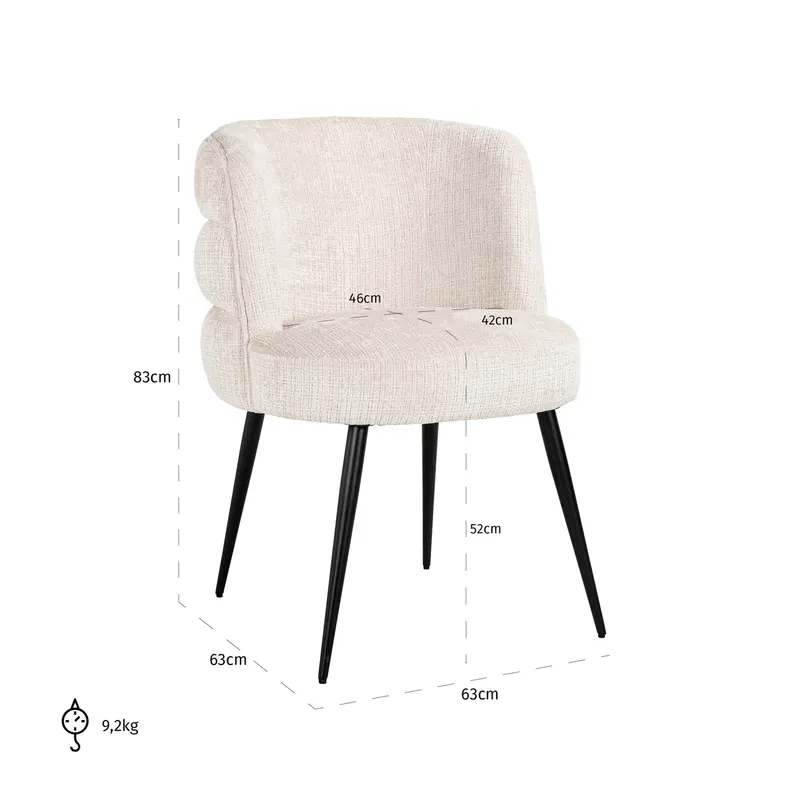 Esszimmerstuhl Stella, Niagara Beige, feuerhemmend von Richmond Interiors, Maßzeichnung 15