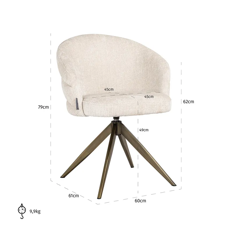 Esszimmerstuhl Zendaya, Niagara beige, drehbar von Richmond Interiors, Maßzeichnung 8