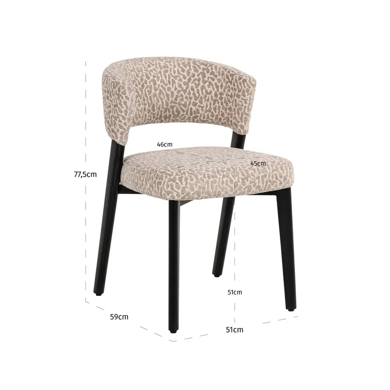 Esszimmerstuhl Zeno, Beige leopard von Richmond Interiors, Maßzeichnung 10