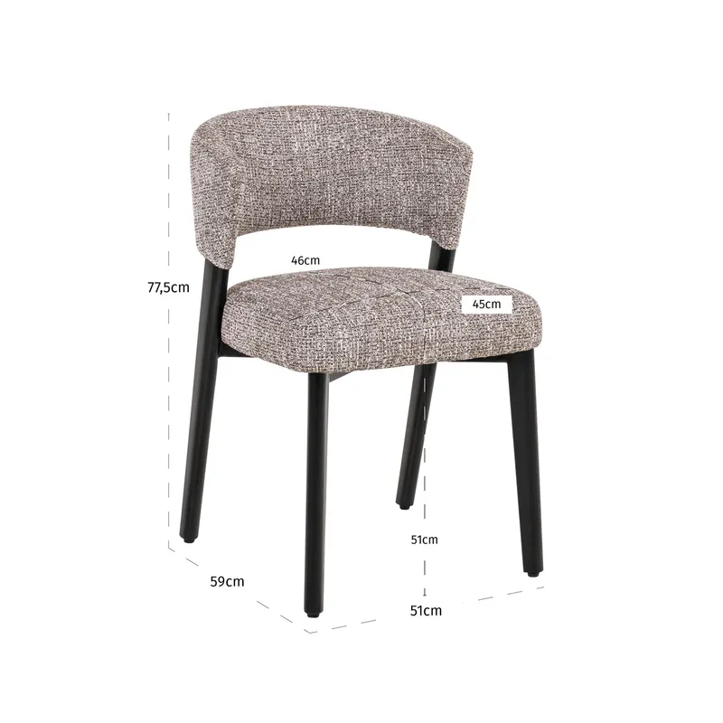 Esszimmerstuhl Zeno, Earth tweed von Richmond Interiors, Maßzeichnung 10