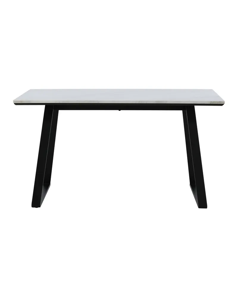 Estelle rechteckiger Esstisch in 140 × 90 cm, Weiß, Gestell Schwarz, Ansicht 1