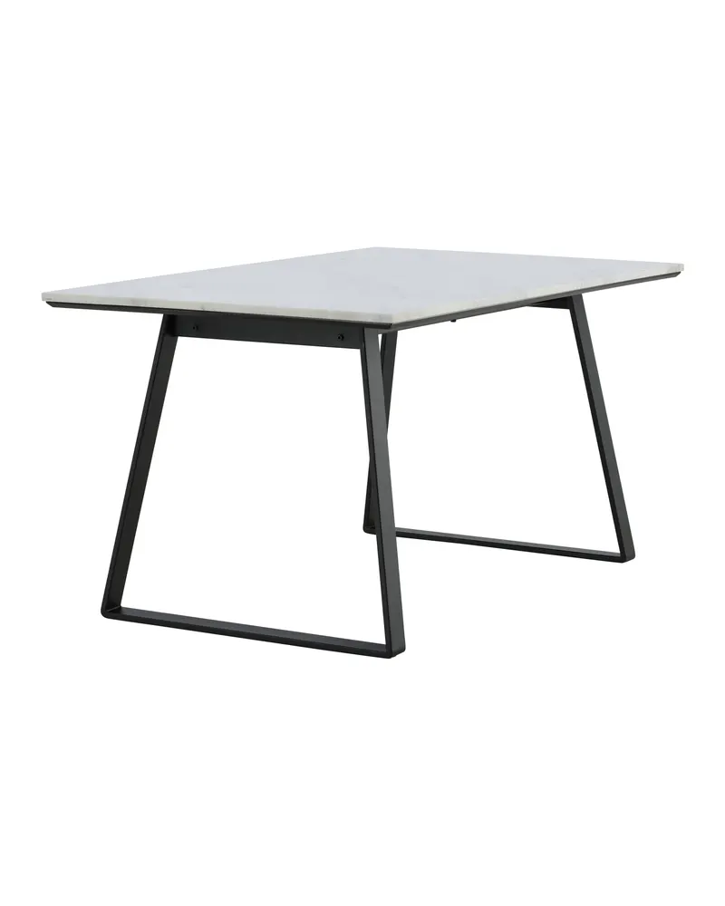 Estelle rechteckiger Esstisch in 140 × 90 cm, Weiß, Gestell Schwarz, Ansicht 11