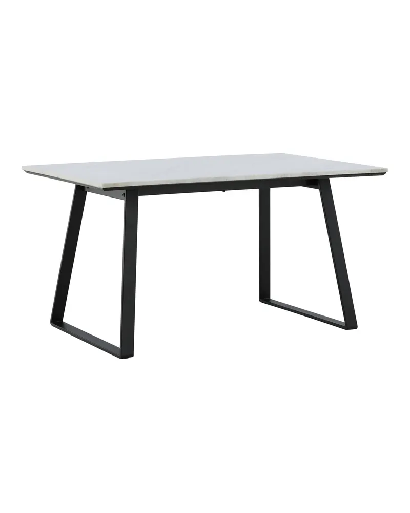 Estelle rechteckiger Esstisch in 140 × 90 cm, Weiß, Gestell Schwarz, Ansicht 12