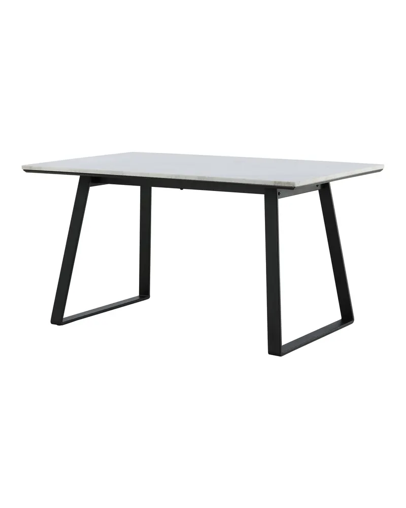 Estelle rechteckiger Esstisch in 140 × 90 cm, Weiß, Gestell Schwarz, Ansicht 2