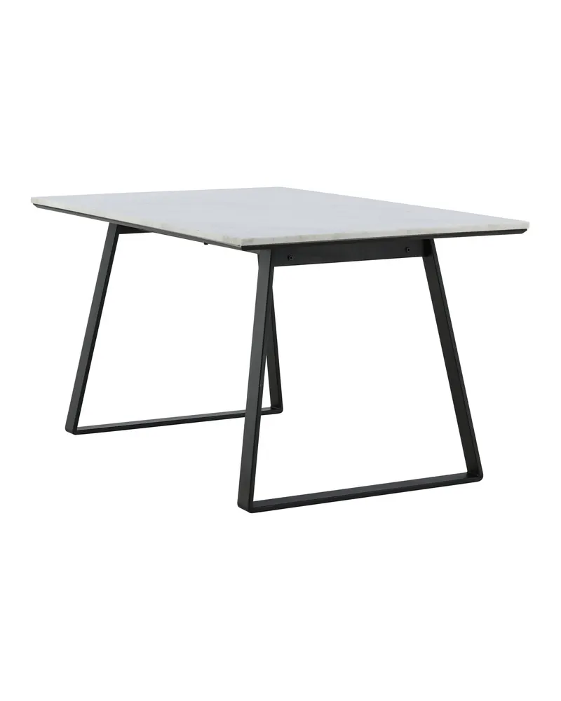 Estelle rechteckiger Esstisch in 140 × 90 cm, Weiß, Gestell Schwarz, Ansicht 3