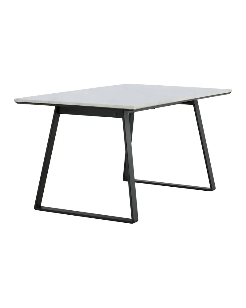 Estelle rechteckiger Esstisch in 140 × 90 cm, Weiß, Gestell Schwarz, Ansicht 5