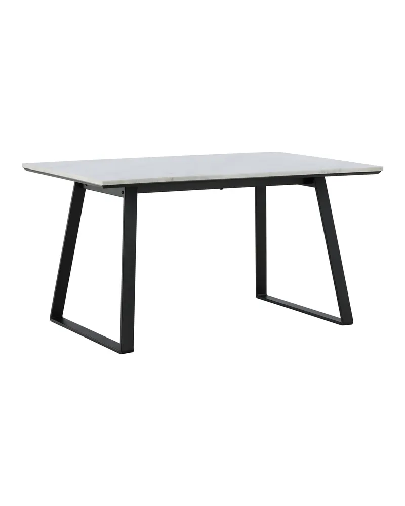 Estelle rechteckiger Esstisch in 140 × 90 cm, Weiß, Gestell Schwarz, Ansicht 6