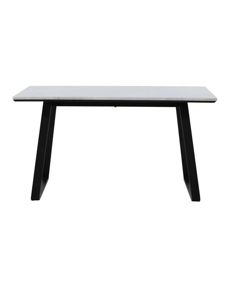 Estelle rechteckiger Esstisch in 140 × 90 cm, Weiß, Gestell Schwarz, Ansicht 7
