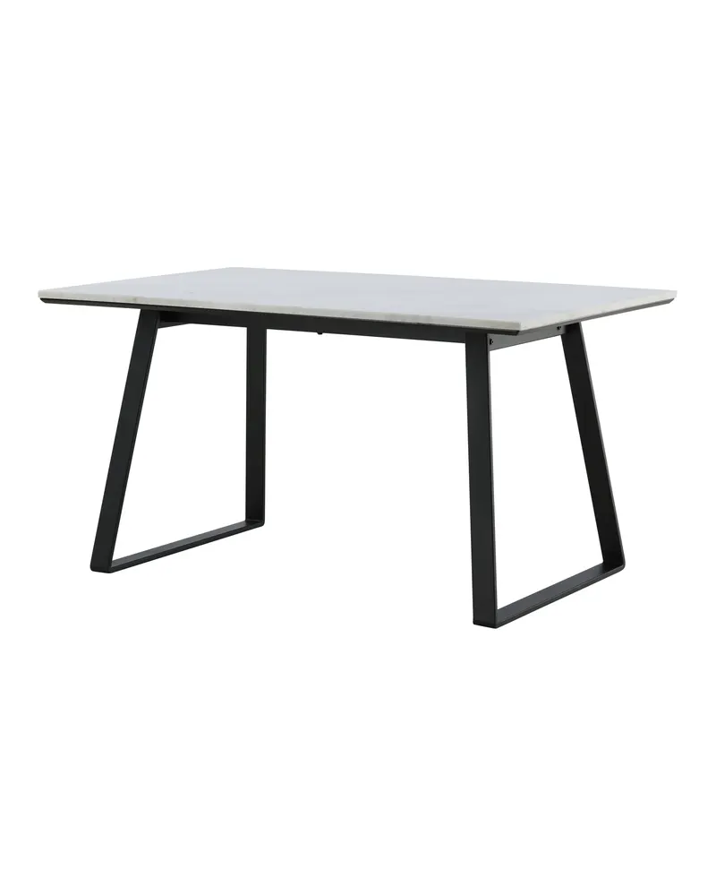 Estelle rechteckiger Esstisch in 140 × 90 cm, Weiß, Gestell Schwarz, Ansicht 8
