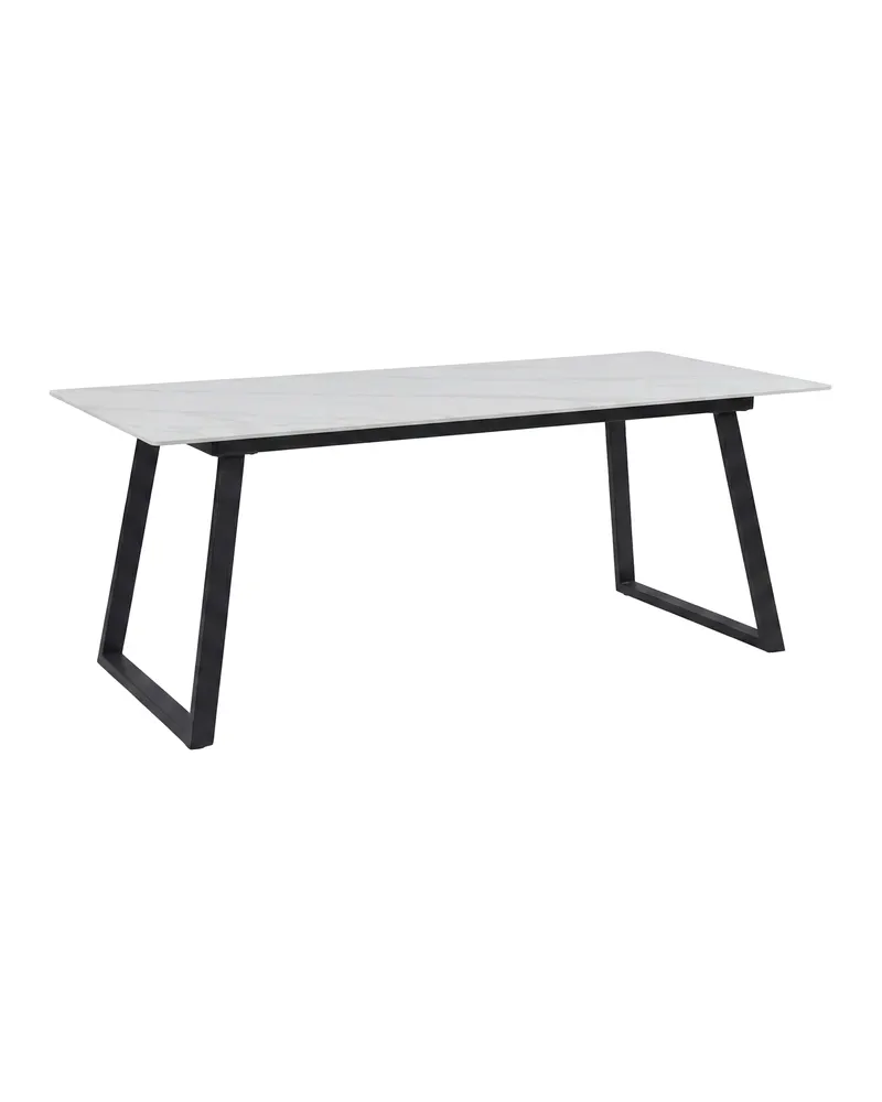 Estelle rechteckiger Esstisch in 200 × 90 cm, Weiß, Gestell Schwarz, Ansicht 2