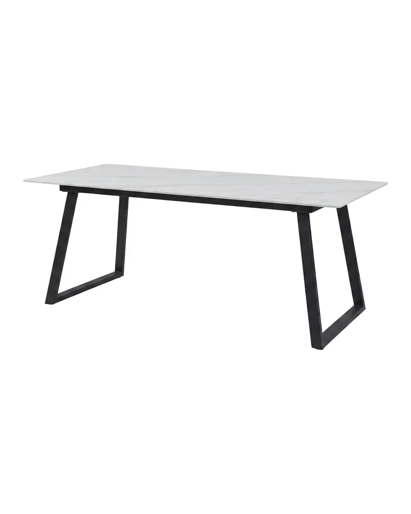 Estelle rechteckiger Esstisch in 200 × 90 cm, Weiß, Gestell Schwarz, Ansicht 3