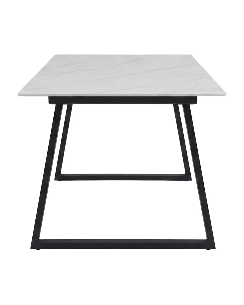 Estelle rechteckiger Esstisch in 200 × 90 cm, Weiß, Gestell Schwarz, Ansicht 4