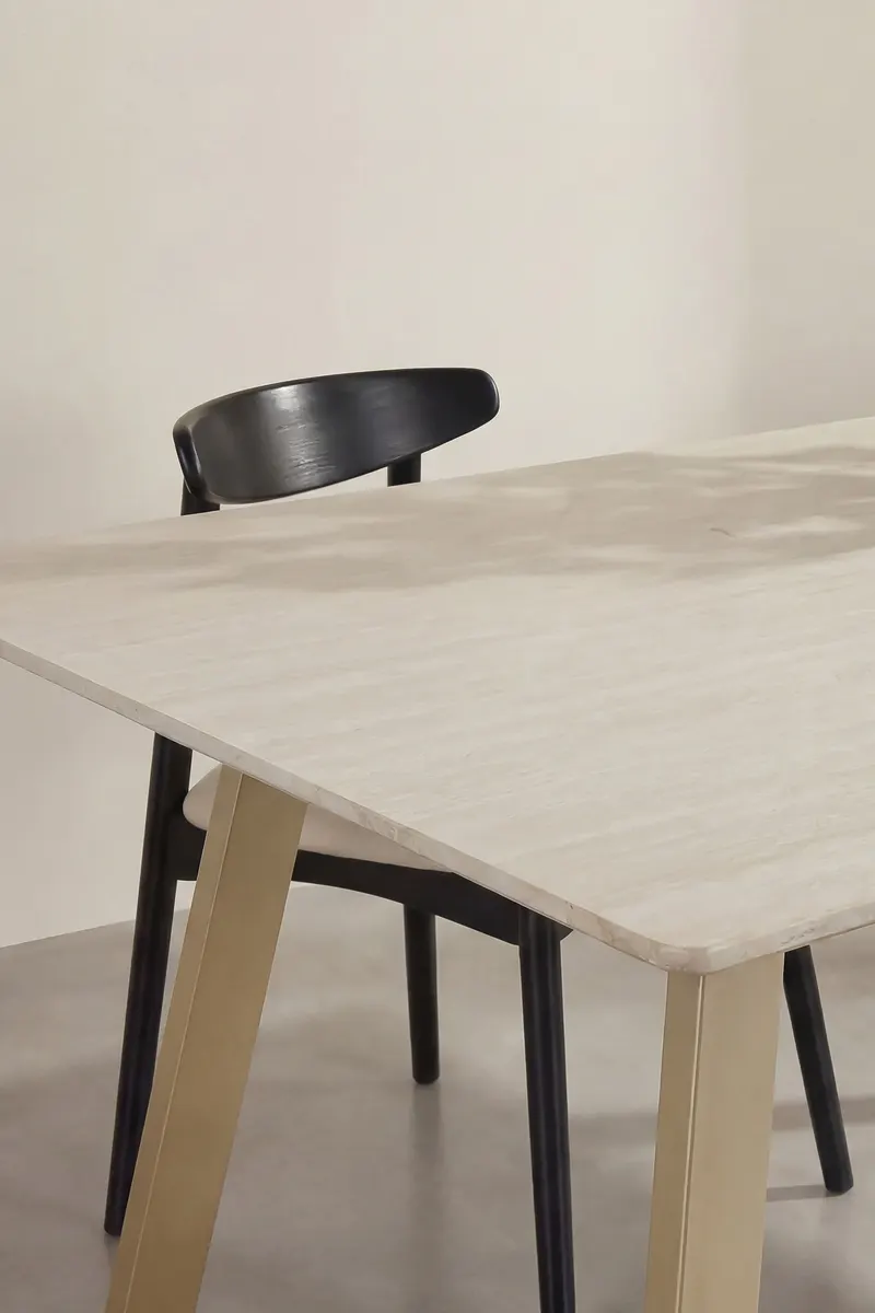 Estelle rechteckiger Esstisch in 200 × 90 cm, Beige, im Wohnraum, Ansicht 3