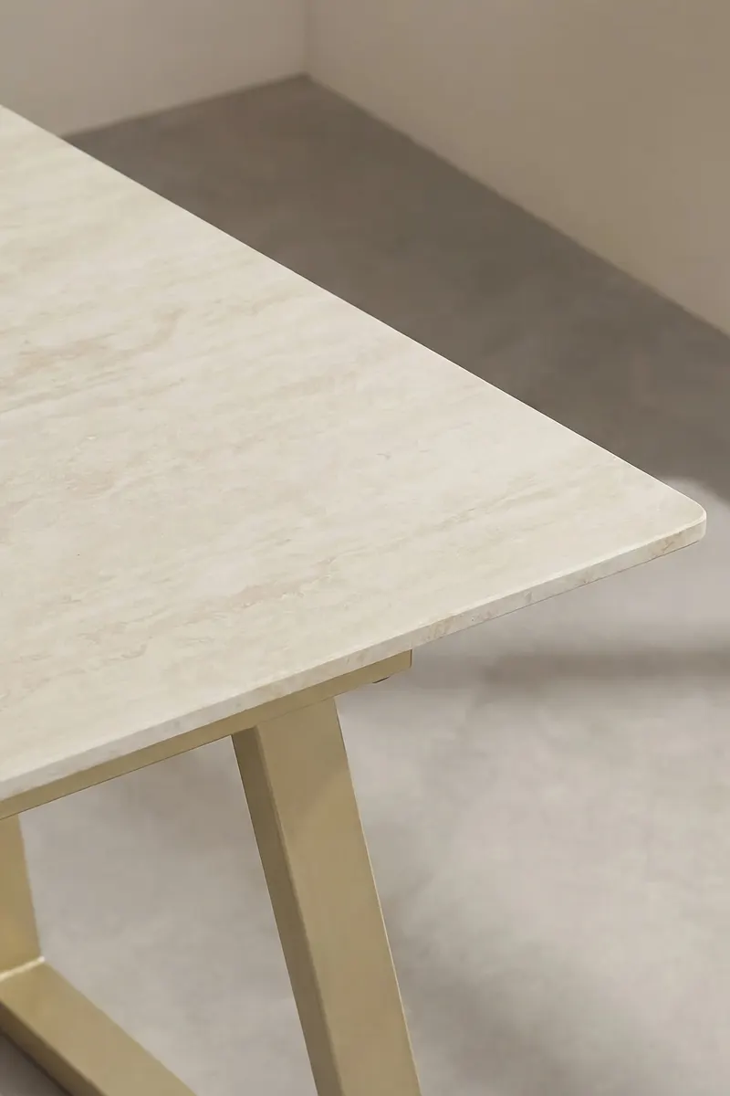 Estelle rechteckiger Esstisch in 200 × 90 cm, Beige, im Wohnraum, Ansicht 4