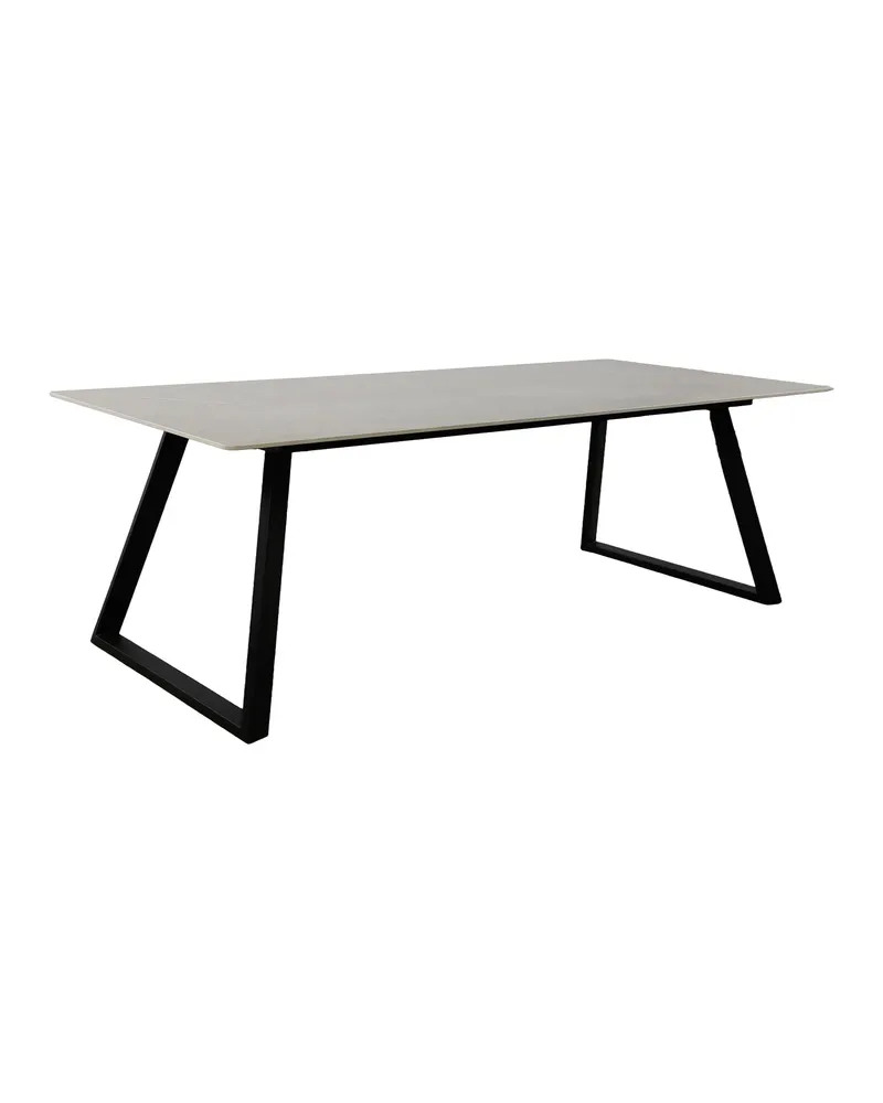 Estelle rechteckiger Esstisch in 200 × 90 cm, Dunkelgrau, Gestell Schwarz, Ansicht 2
