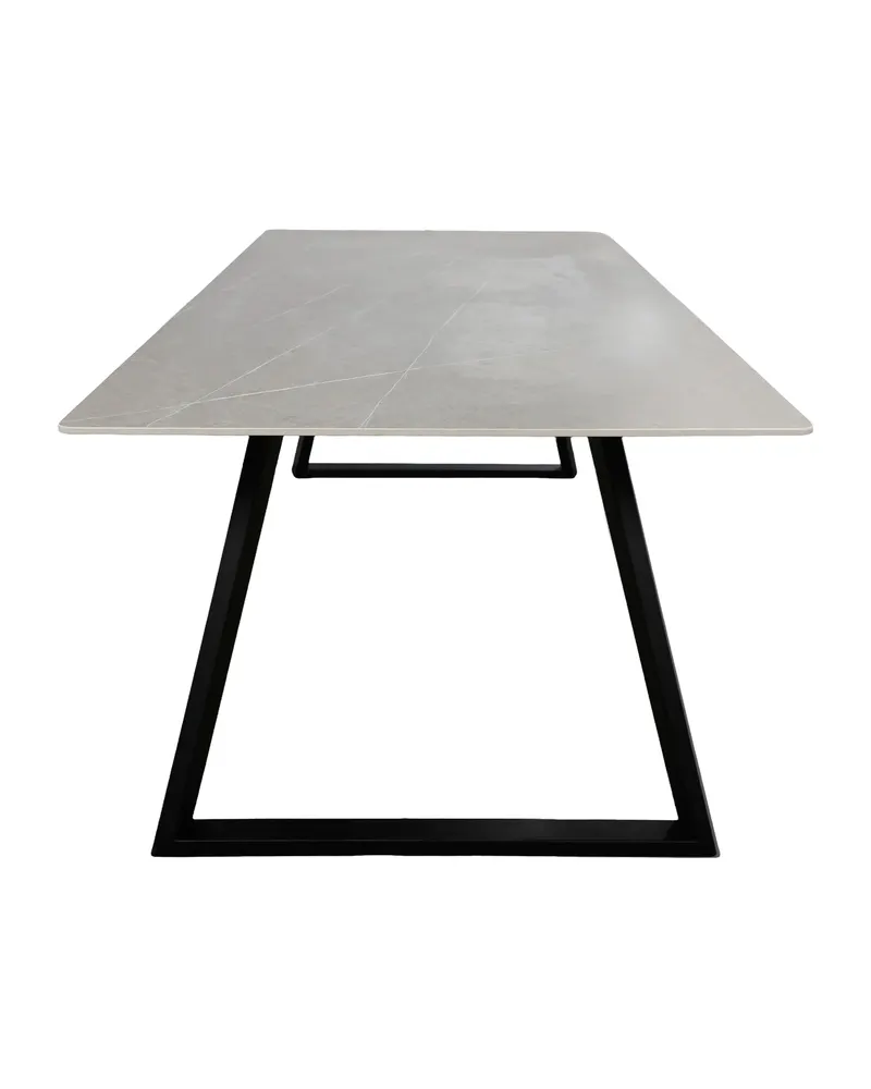 Estelle rechteckiger Esstisch in 200 × 90 cm, Dunkelgrau, Gestell Schwarz, Ansicht 4