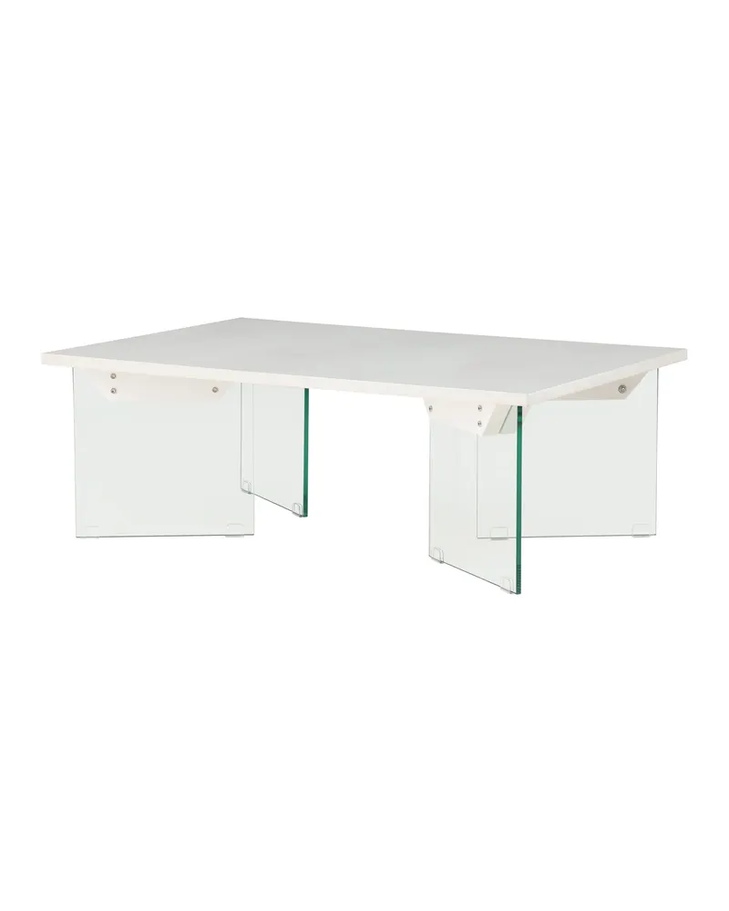 Ester Couchtisch in Weiß mit Beinen aus Glas, 120 × 80 cm