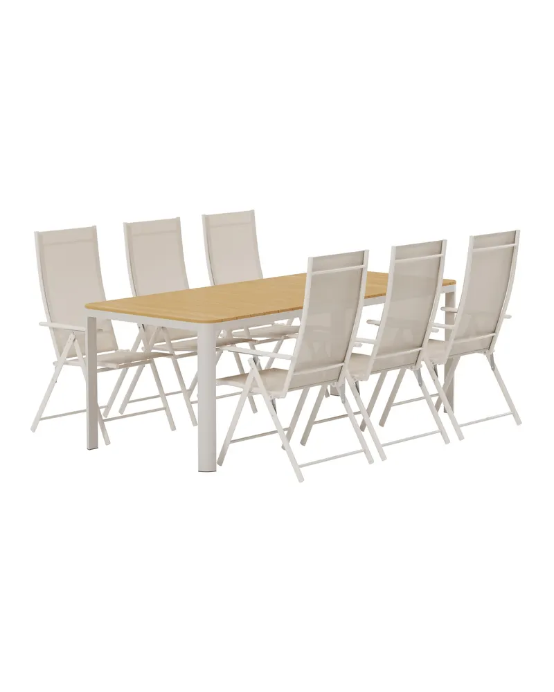 Etna & Levanzo Gartenmöbel-Set: geriffelte Platte, 6 Klappstühle