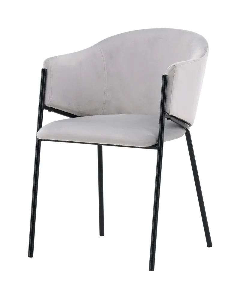 Evelina Esszimmerstühle im 2er-Set in Grau, Gestell Schwarz, Polyester-Samt, Ansicht 1