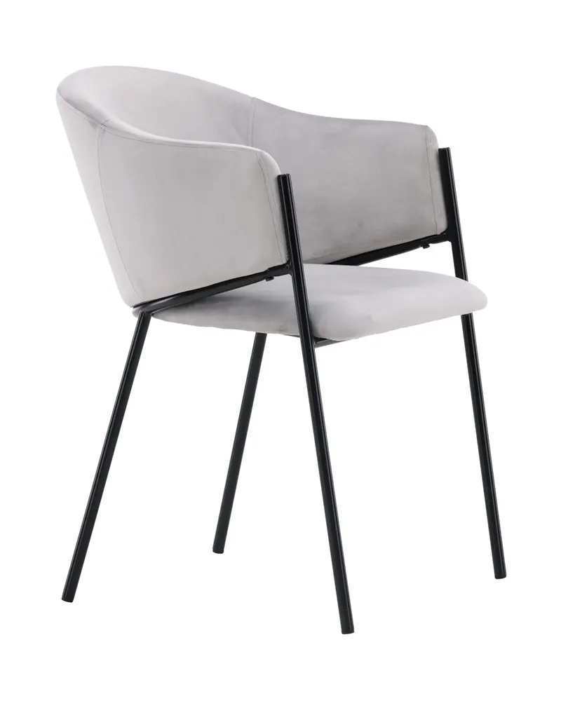 Evelina Esszimmerstühle im 2er-Set in Grau, Gestell Schwarz, Polyester-Samt, Ansicht 10